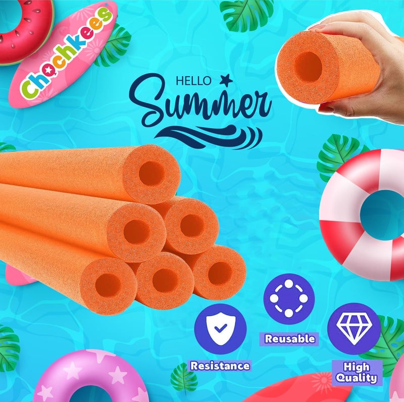 Chochkees Orange Pool Noodles Swimming Hollow Core Foam Tube, Floating Thick Noodles for Floating, Pool Accessories, 52" - Image 2
